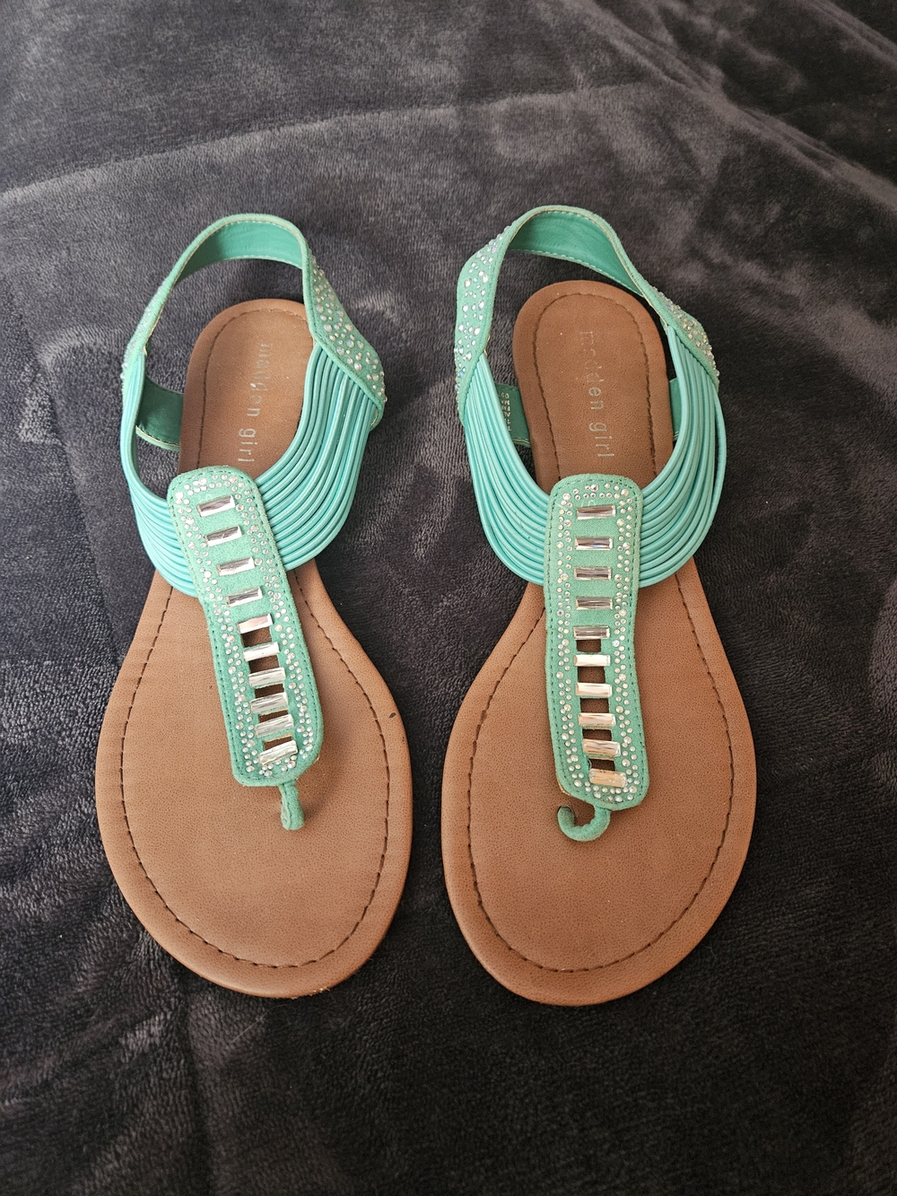 Madden Girl Mint Green Beaded T-Strap Slingback Sandals